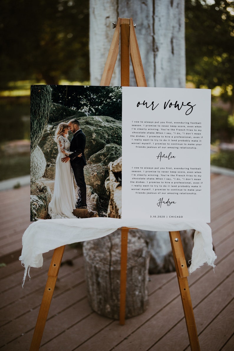 Wedding Vows with Photo, Wedding Vows Print, groom gift from bride on wedding day, Wedding Vows with Picture, Download, Template, 003 image 3