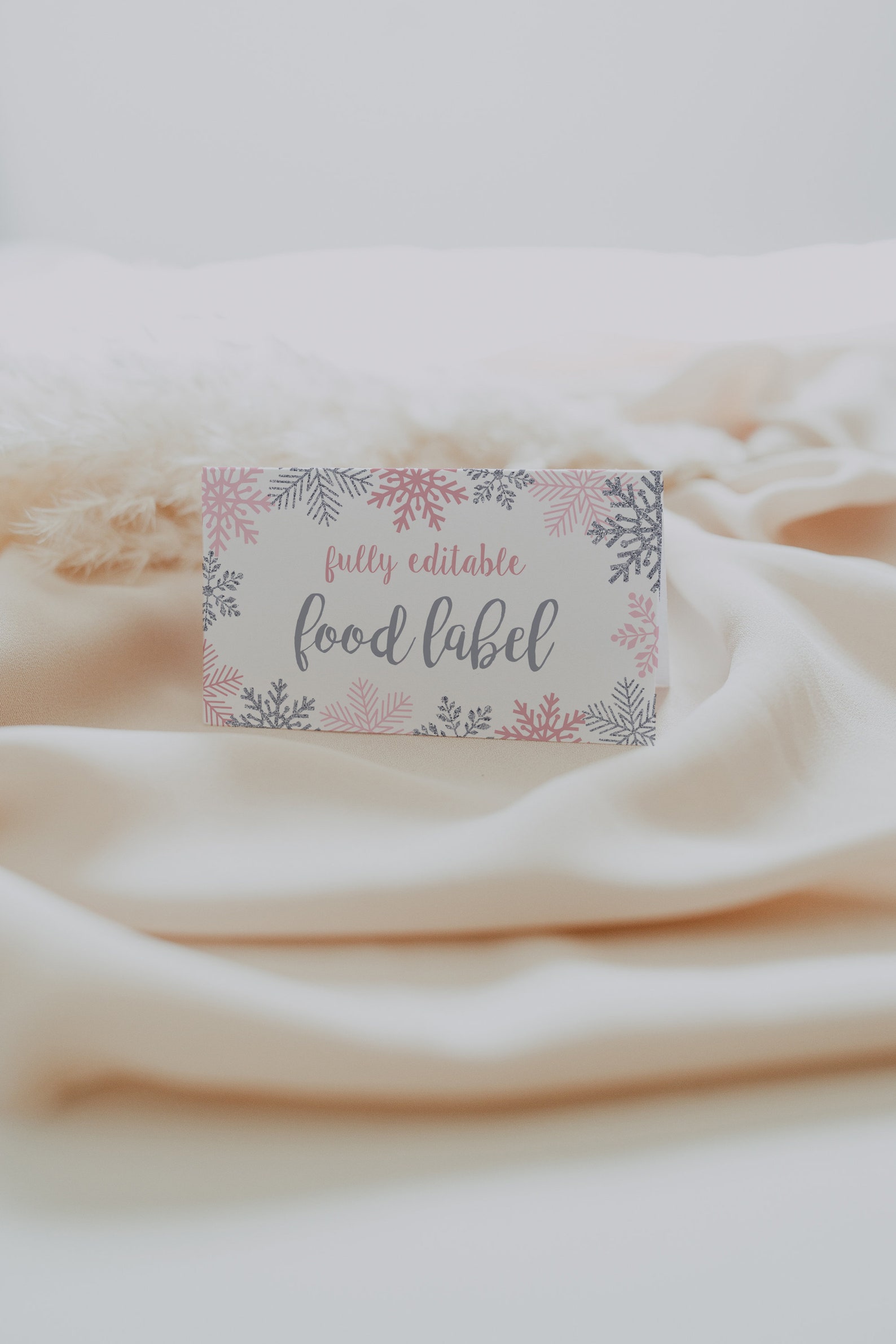 Buffet Card Template, Snowflake Food Labels Cards, Winter Baby Shower ...