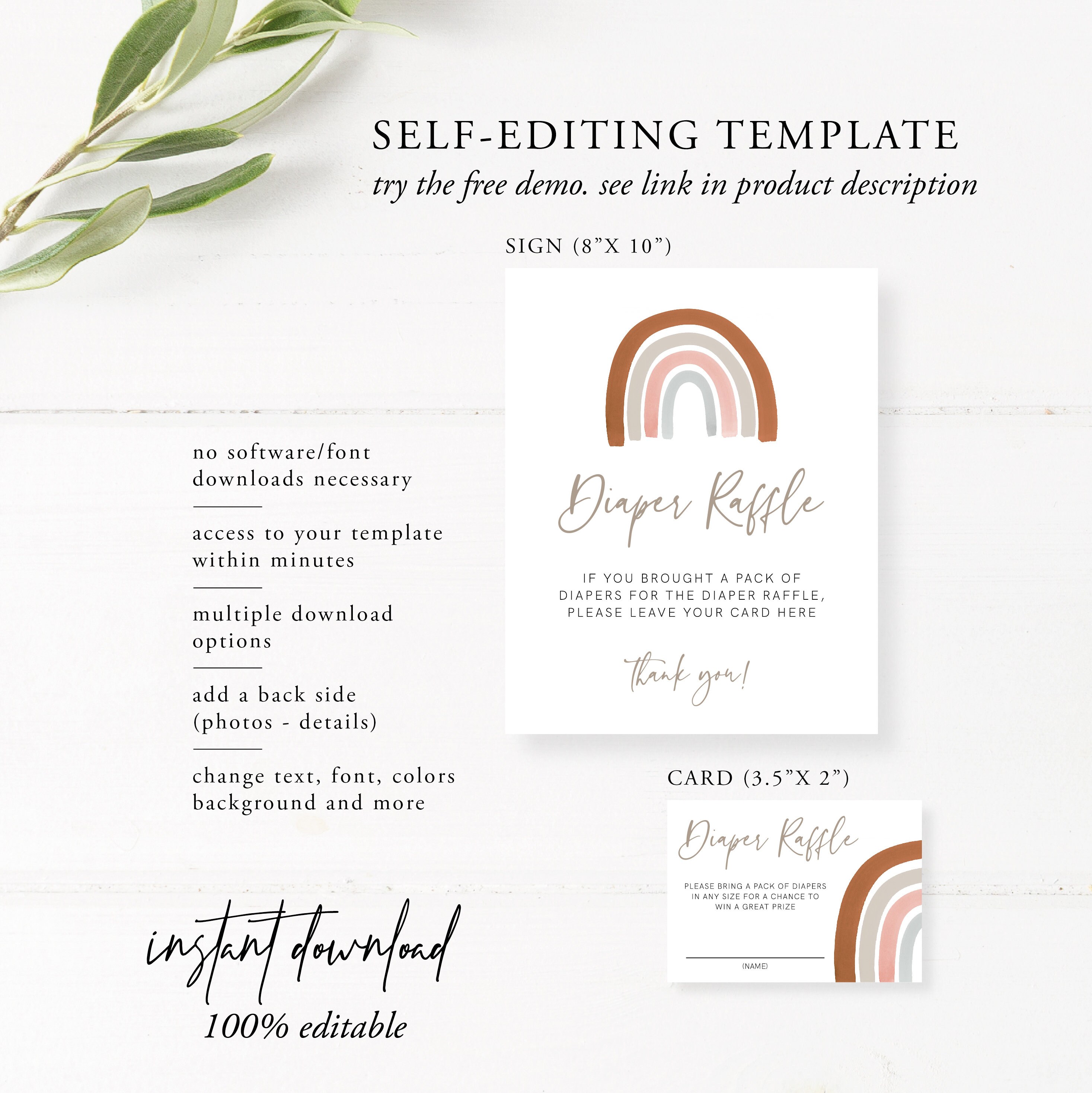 Rainbow Baby Shower Diaper Raffle Sign and Raffle Tickets | Etsy