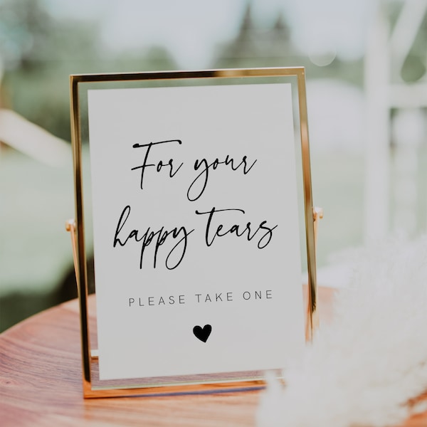 For Your Happy Tears Sign Template, Wedding Tissues Sign, Happy Tears Sign, Wedding Tissues Printable, Modern, Minimalist, Tissues, 003