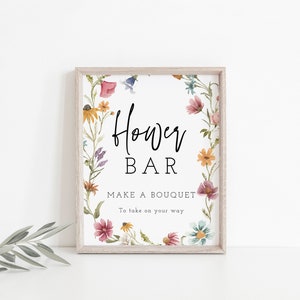 May include: A printable sign with a floral border and the text "Flower Bar" and "Make a Bouquet to take on your way".
