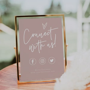 Social Media Sign Template, Follow Us Sign, Instagram Sign, Facebook Sign, Pink, Let's Be Social Sign, Small Business Sign, Editable, 41