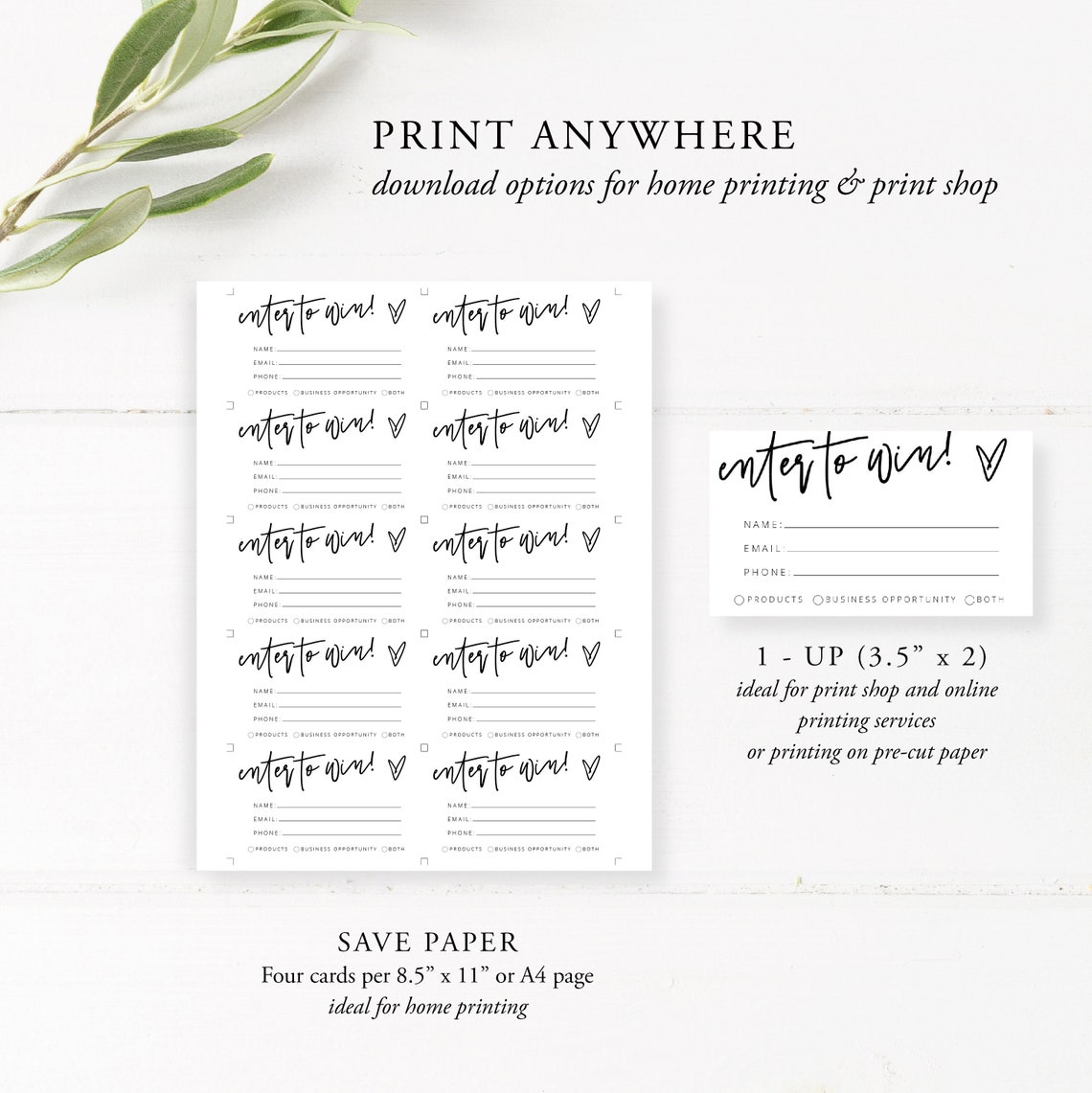 Raffle Ticket Template Enter to Win Template Business Etsy