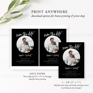 Photo Save the Date Template, Engagement Photo Save the Dates, Save the Date with Pictures Template, Black, DOWNLOAD, Editable, Template, 41 image 6