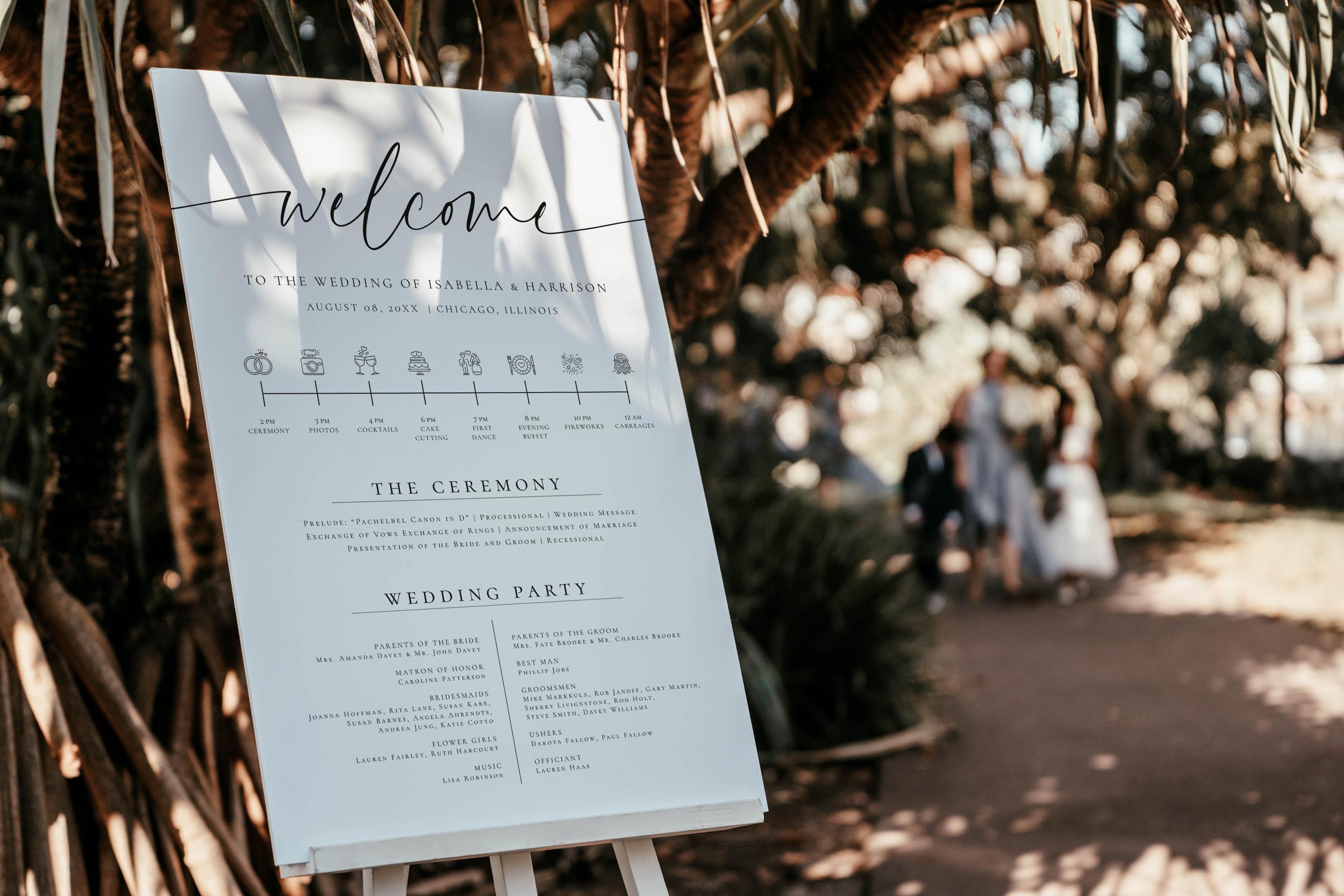Wedding Program Sign Template, Printable Wedding Program Poster, Modern ...