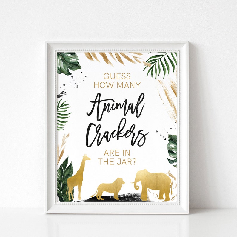 Safari Baby Shower Guess How Many Animal Crackers Game Sign | Etsy