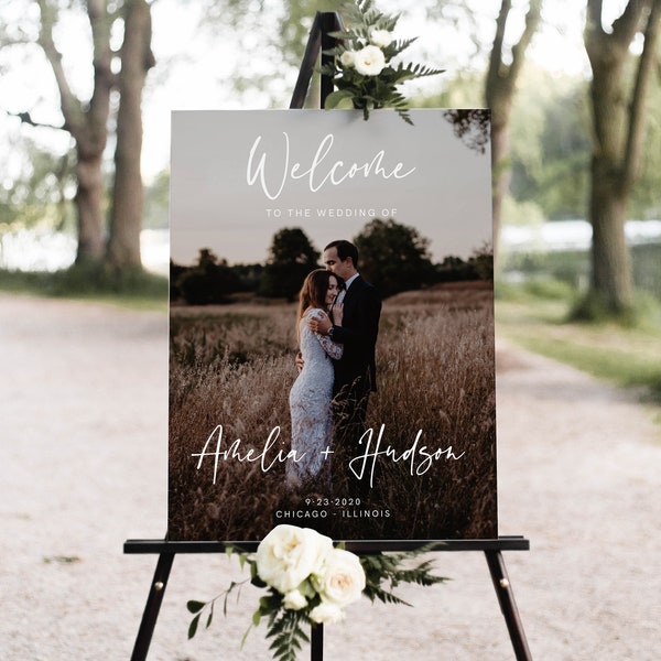 Photo Wedding Welcome Sign, We Do Welcome Sign, Welcome Poster, Modern Minimalist Wedding, Instant Download, Editable, Contemporary DIY, 003