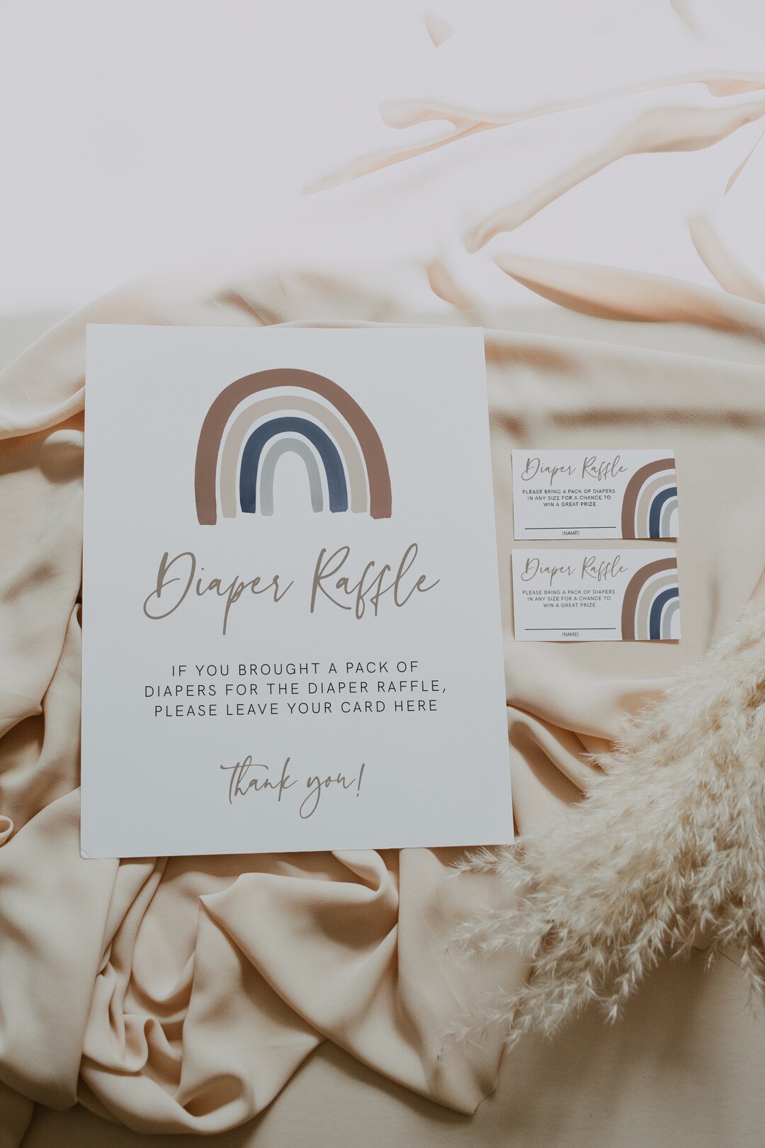 Rainbow Baby Shower Diaper Raffle Sign and Raffle Tickets, Diaper ...