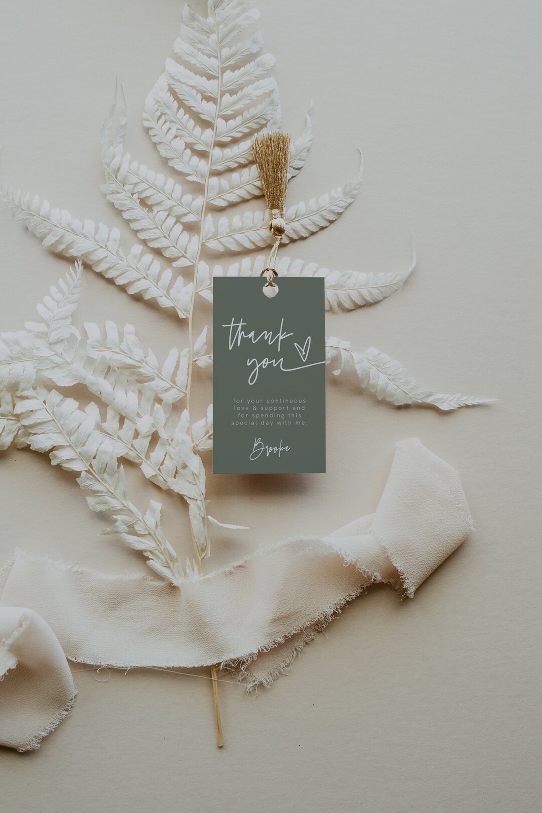 Minimalist Baby Shower Thank You Tags, Sage Green Baby Shower, Modern