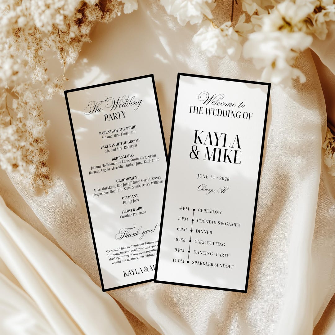 Old Program Template Classic Old Money Wedding Program Template, Timeless Vintage Wedding ...