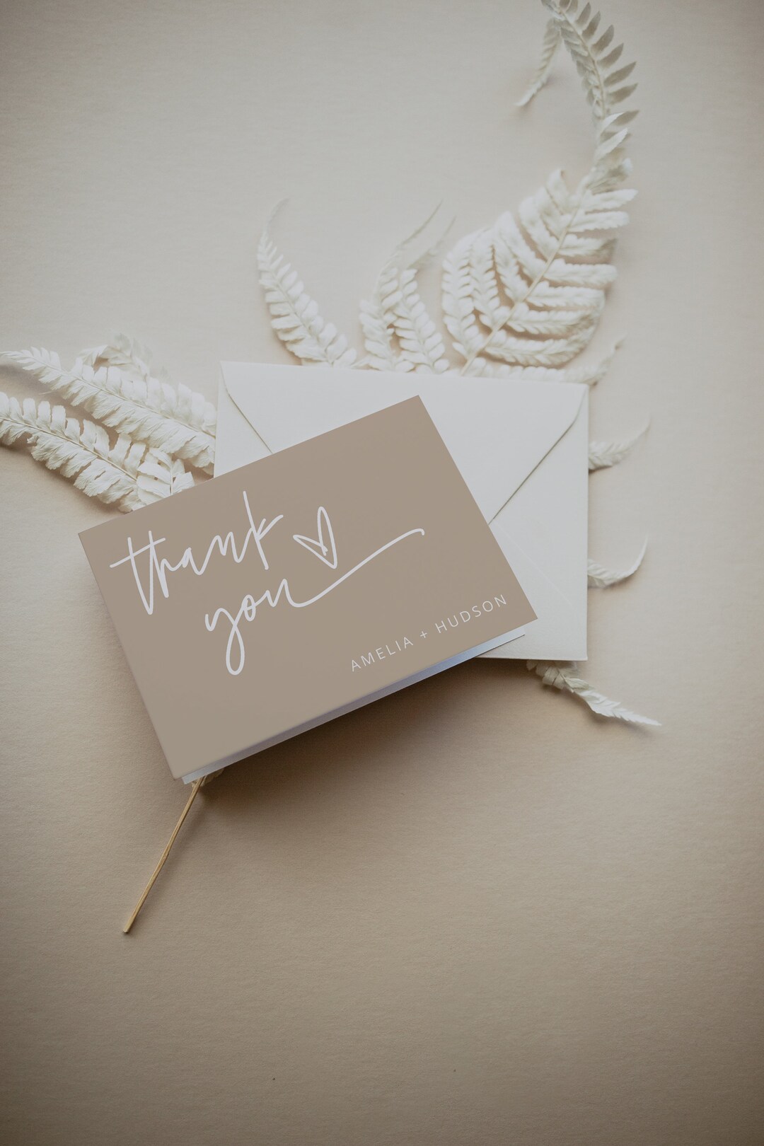 Modern Thank You Card Template, Minimalist Wedding, Bridal Shower Thank ...