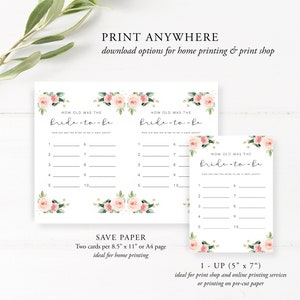 How Old Was the Bride-to-be, Bridal Shower Game Printable, Bridal Shower Game, Bridal Shower Instant Download, Bridal Shower Tea, 23 image 3