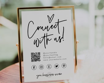 Social Media Sign Template, Follow Us Sign, Instagram Sign, Facebook Sign, Let's Be Social Sign, Small Business Sign, Editable, 41