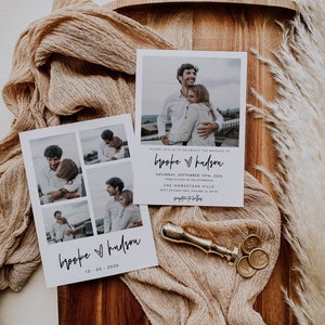 Hochzeit einladen Kartenvorlage, Foto-Collage, sofortiger Download, moderne Hochzeit, minimalistische Hochzeit, 100% bearbeitbarer Text, 41