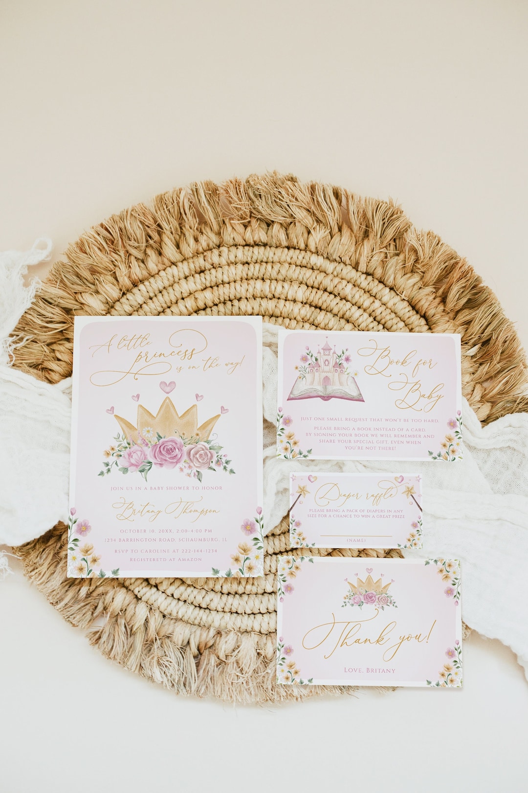 Royal Princess Baby Shower Invitation Set Template, A Little Princess ...
