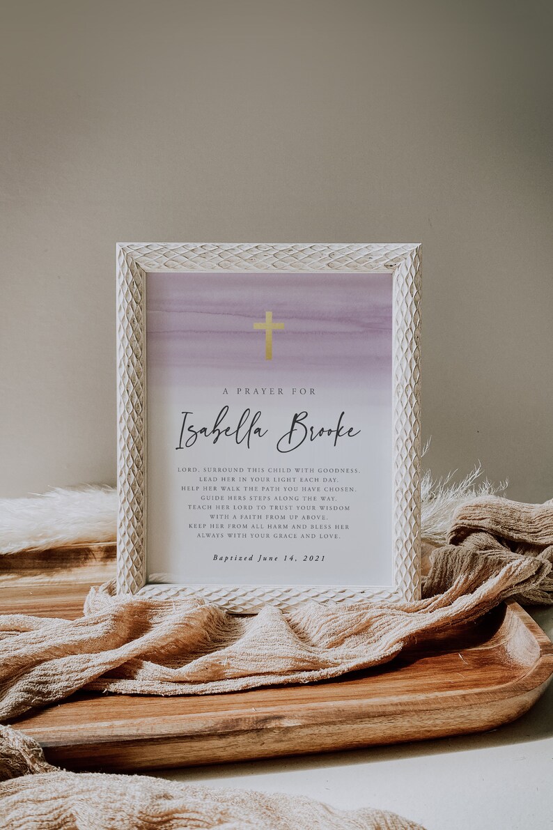 Baptism Prayer Sign Template, Personalized Prayer Sign, Editable ...