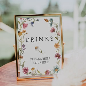 Wildflower Drinks Sign Printable, Wildflower Sign, Wildflower Bar Sign, Bridal Drinks Sign, Floral Baby, Wildflower Wedding, Instant, 55