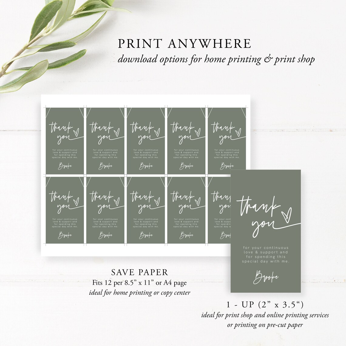 Minimalist Baby Shower Thank You Tags Sage Green Baby Shower Etsy