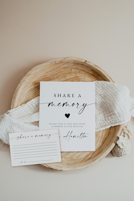 Share a Memory Funeral Sign and Share a Memory Card, Simple Funeral Memory Card Editable, Funeral share a memory template, Download, 128
