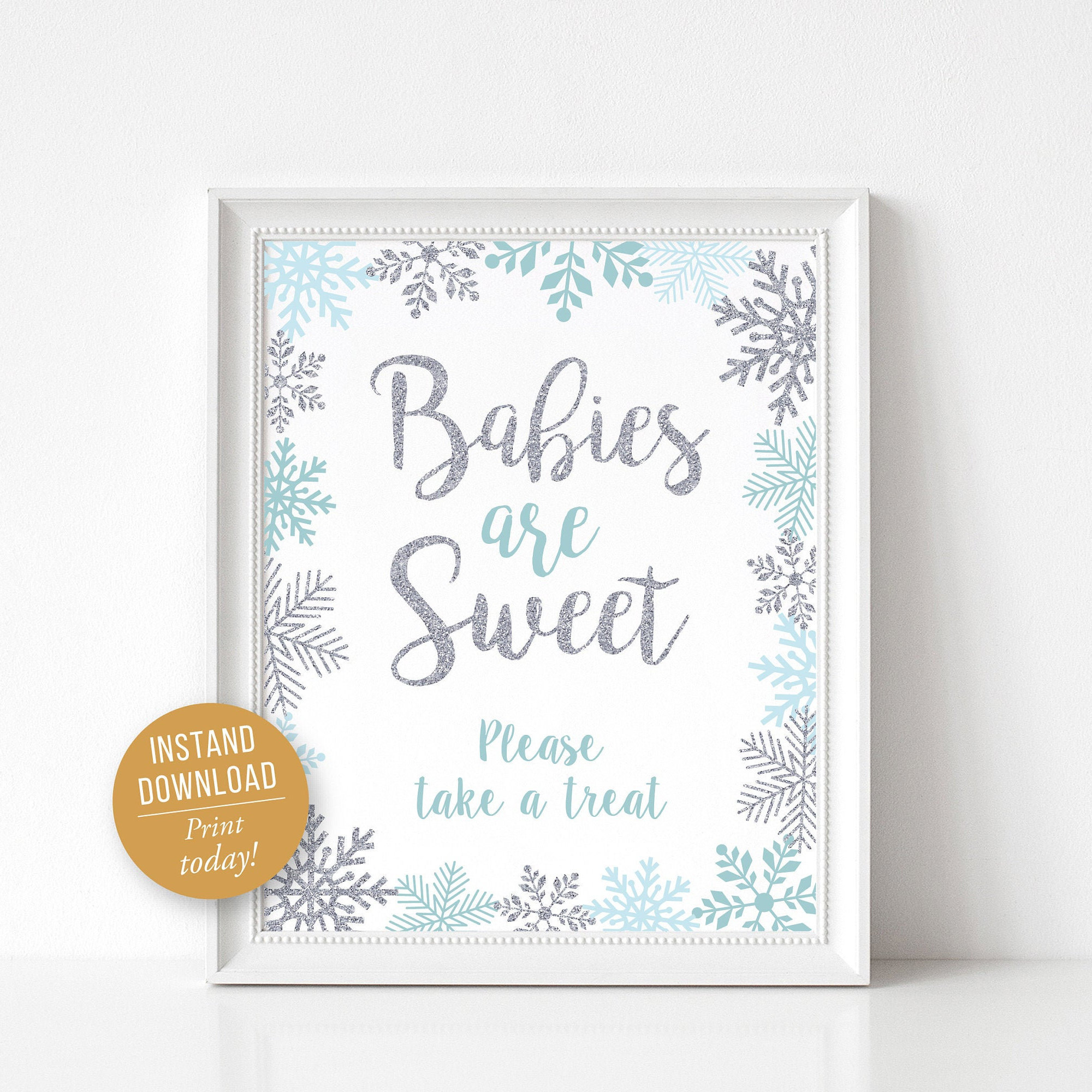Winter Baby Shower Treat Sign Winter Wonderland Baby Shower Invitation Girl Snowflake Baby Shower Winter Baby Shower