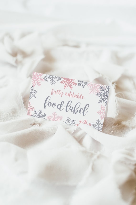Buffet Card Template Snowflake Food Labels Cards Winter Baby - Etsy