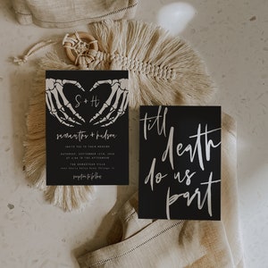 Skeleton Wedding Invitation Set Template, Til Death Wedding Printable ...