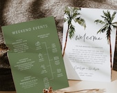 Palm Tree Wedding Timeline Template, Wedding Timeline, Event Timeline, Wedding Itinerary, Weekend Schedule Printable, Welcome Bag, 44