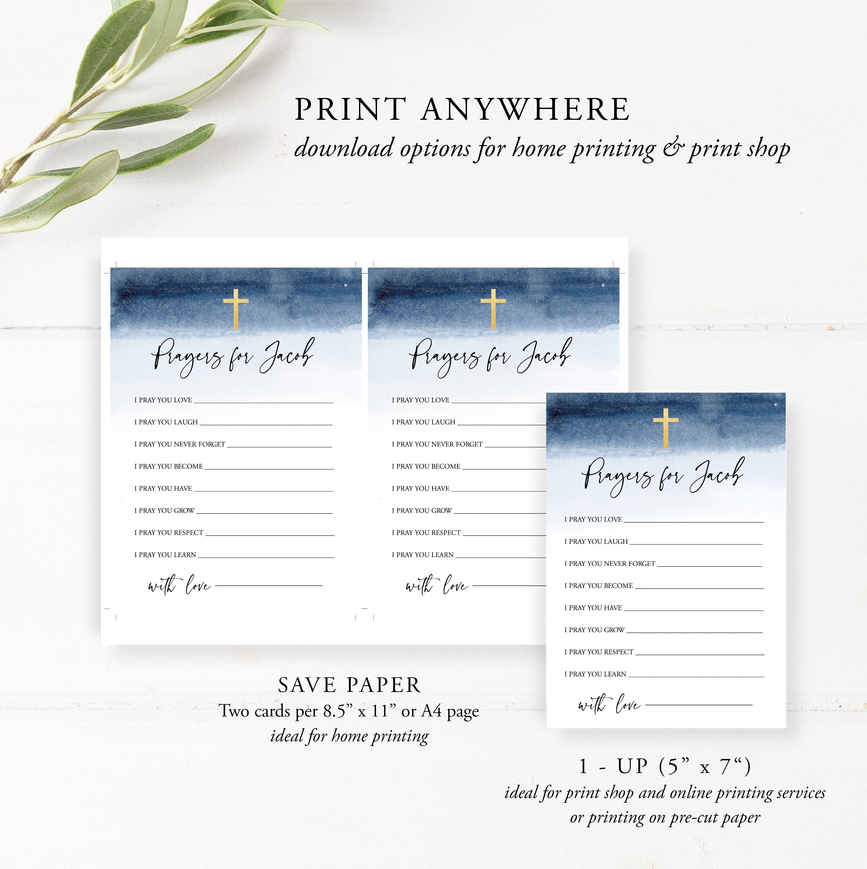 Editable Prayers for Baby Card Baptism Prayer Blue Baptism - Etsy
