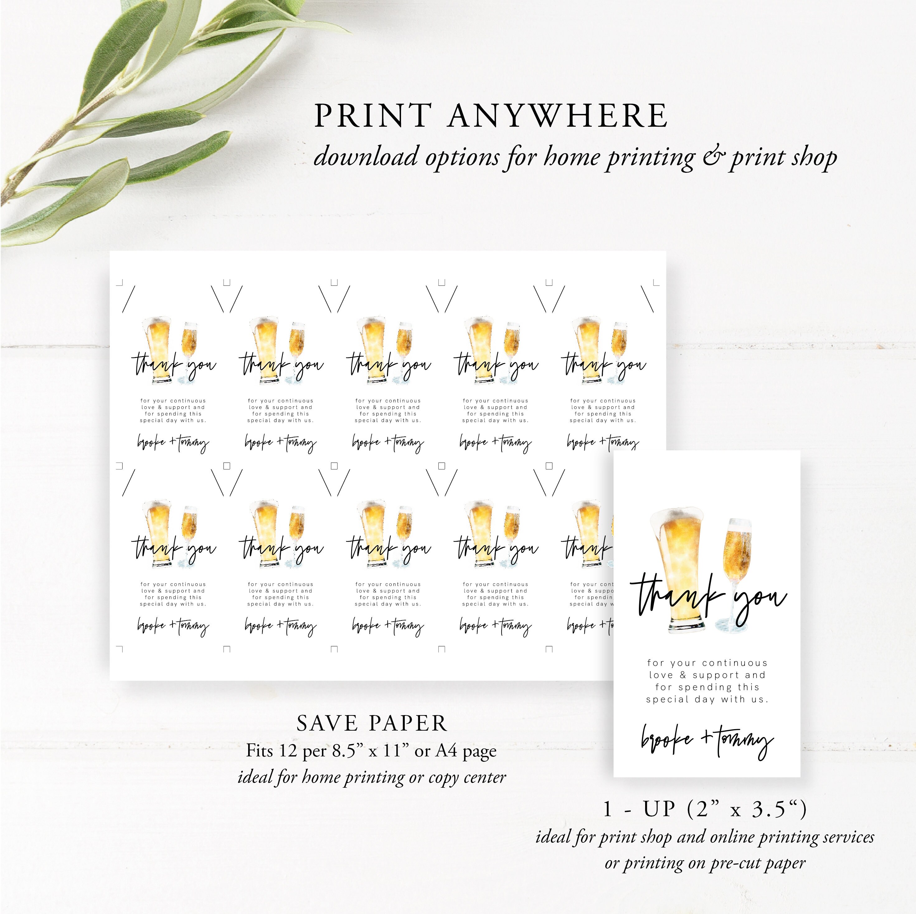 Bubbles and Brews Engagement Party Favor Tag Template Etsy