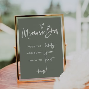 Mimosa Bar Sign, Sage Baby Shower, Sage Baby Shower Momosa Sign, Mimosa Juice Tags, Sage Bridal Shower Mimosa Sign, Boho, 41S