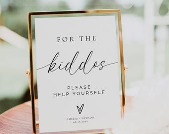 For the Kiddos Sign Template, Kids Wedding Activities Table Sign, Wedding Kids Activity, Wedding Kids Games, Kids Activity Box Sign, 137