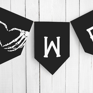 Halloween Banner Template, Halloween Baby Shower, Custom Banner, Skeleton Banner, Editable bunting, DOWNLOAD, Halloween Bridal, 69