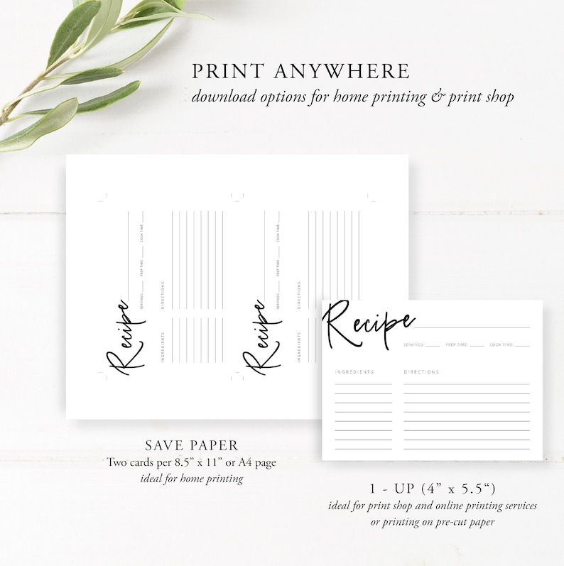 Recipe Card Template Personalized Recipe Card Printable - Etsy