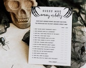 Mommy or Daddy game , Printable Baby shower game, Halloween baby Shower Template, Skull Baby Shower, Instant, Gothic, A little boo, 69