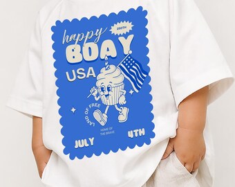 Kinder übergroßer vierter Juli T-Shirt, Retro Grafik T-Shirt für Kinder, übergroß, 4. Juli, Unabhängigkeitstag, 250.