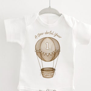 First Birthday Outfit, A Onederful Year, Hot Air Balloon, Neutral, Balloon, First Birthday Outfit, Onederful Birthday, 1st Birthday