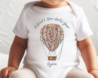 First Birthday Outfit, A Onederful Year, Hot Air Balloon, Neutral, Balloon, First Birthday Outfit, Onederful Birthday, 1st Birthday