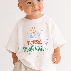 Oversized Birthday Shirt, Custom Name, Graphic Raglan Tee, Toddler Boy Summer Birthday Outfit, Personalized Tee, Colorful