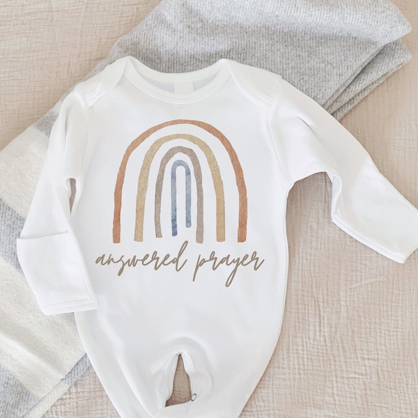 Bebé de oración respondida, Body de bebé arco iris, Arco iris escandinavo, Regalo, Regalo de baby shower, Nuevo bebé, Ropa de bebé, Hipster, Género neutro