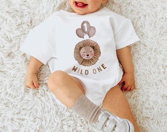 Wild One First Birthday Romper, Lion Birthday Sweatshirt, Safari First Birthday Outfit, Baby Birthday Romper, Gender Neutral 1st Birthday