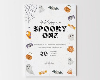 Halloween-födelsedagsinbjudan, spökfödelsedag, Halloween-födelsedagsfest, neutral, Bu-födelsedagsfest, spökfödelsedagsinbjudan, söt Halloween