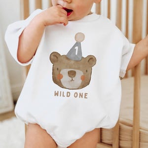 First Birthday Sweatshirt Romper, Wild One, Sweatshirt Romper, Hipster, Gender Neutral, First Birthday Outfit, Bear, Wild One First Birthday