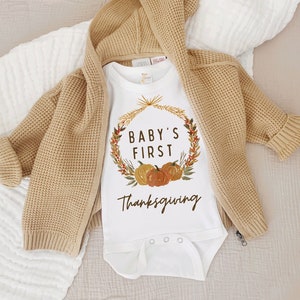 First Thanksgiving, Baby&#39;s First Thanksgiving Outfit, New Baby Outfit, Fall baby announcement, Thanksgiving baby outfit, Thanksgiving Baby