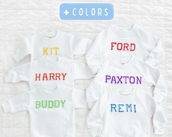 Embroidered Name Toddler Baby Sweatshirt, Custom Name Romper, Baby Sweatshirt, Neutral baby toddler Sweatshirt, Custom Baby Romper, Name