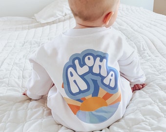 Retro Baby Sweatshirt Romper, Baby Shower Gift, Sweatshirt Romper, Baby Sweatshirt, Hipster, Gender Neutral, Aloha, Retro Baby, Hawaiian