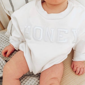 Custom Neutral Baby Romper, Bubble Romper with Name, Personalized Baby Sweatshirt, Toddler Outfit, Gender Neutral Baby Clothes