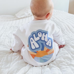 Retro Baby Sweatshirt Romper, Baby Shower Gift, Sweatshirt Romper, Baby Sweatshirt, Hipster, Gender Neutral, Aloha, Retro Baby, Hawaiian