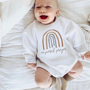 Answered Prayer, Rainbow Baby Sweatshirt Bodysuit, Baby Shower Gift, Sweatshirt Romper, Baby Sweatshirt, Hipster, Gender Neutral