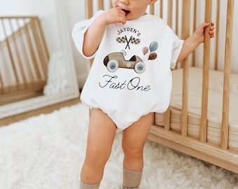 First Birthday Outfit, Fast One, Sweatshirt Romper, Race Car Birthday, Gender Neutral, Race Car Birthday, Fast One Birthday, Race Car