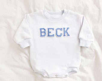 Neutral Baby Romper, Bubble Romper, Custom Name Baby Sweatshirt, Baby Sweatshirt, Neutral baby Sweatshirt Romper, Custom Baby Romper, Blue